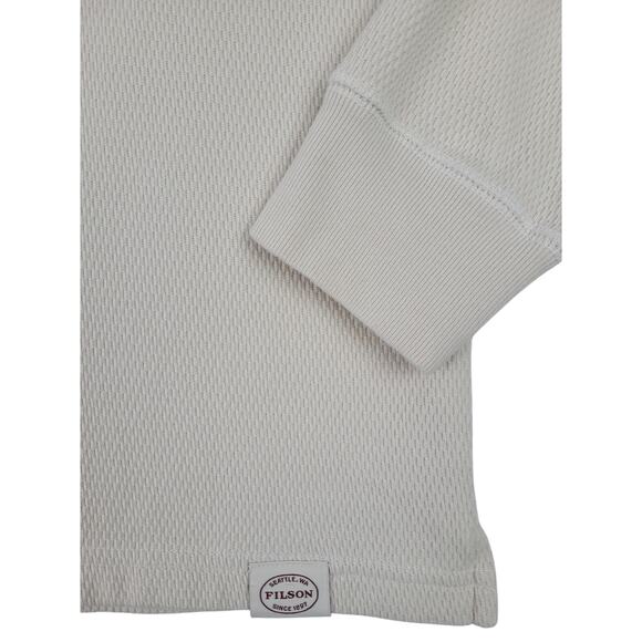 Filson Waffle Knit Thermal Crewneck Shirt Heavy Cotton Sand Men's Sz L - Picture 2 of 6